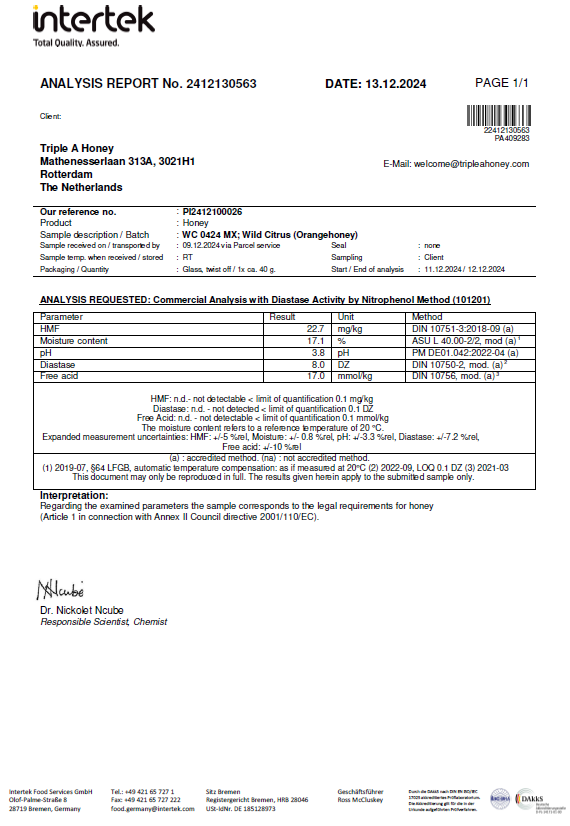 Biologische Wilde Citrushoning (350 gram)